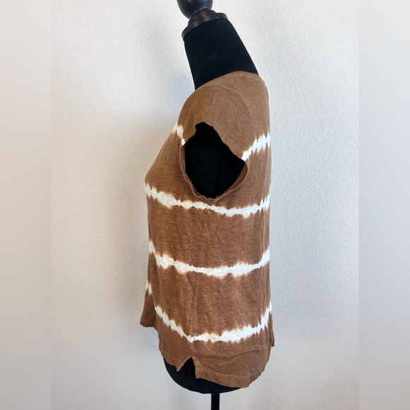 NWT: Sanctuary White Bronze Striped Linen Short Sleeve Top Size Small - Picture 3 of 9